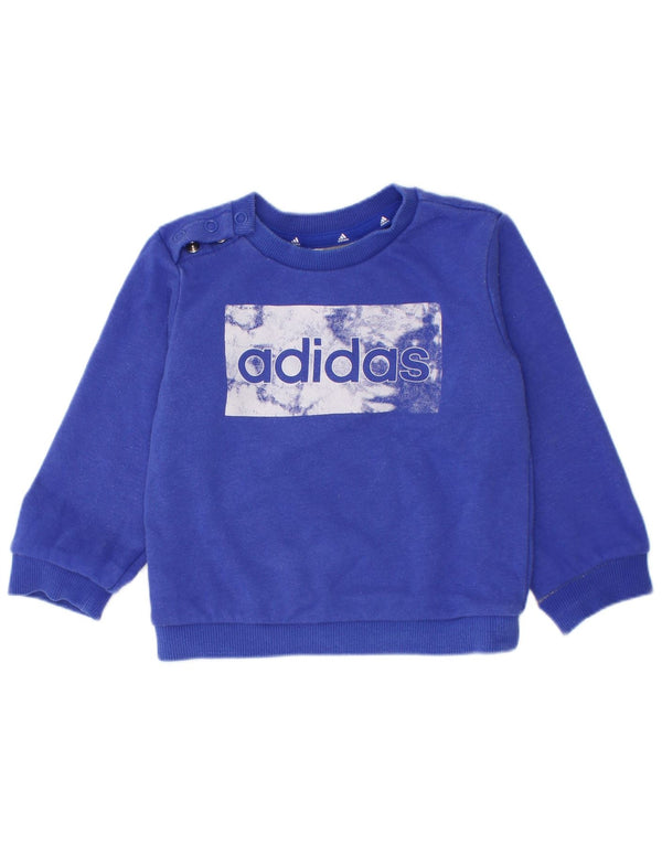 Adidas Baby-Jungen-Sweatshirt mit Grafik, 6–9 Monate, blaue Baumwolle