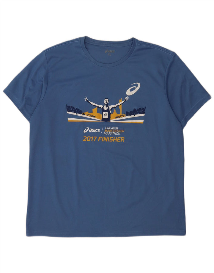 Asics Herren Grafik T-Shirt Top XL Blau Polyester