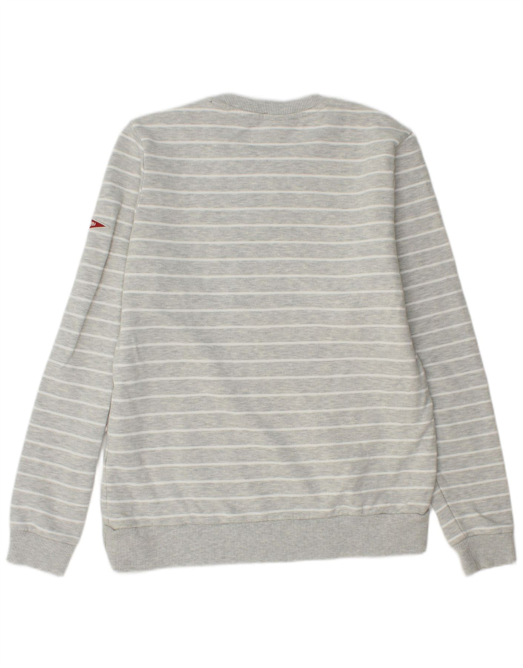 Superdry Damen Grafik-Sweatshirt-Pullover UK 12 Mittelgrau gestreift aus Baumwolle