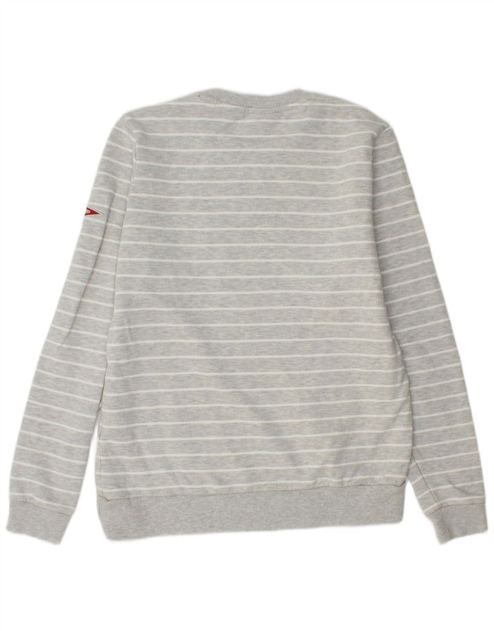 Superdry Damen Grafik-Sweatshirt-Pullover UK 12 Mittelgrau gestreift aus Baumwolle
