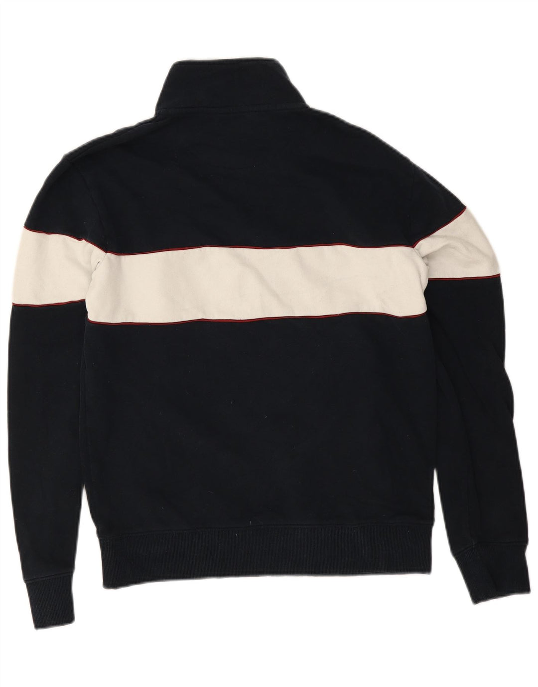 Marks & Spencer Herren-Sweatshirt mit Reißverschluss am Hals, Größe S, Marineblau, Farbblock