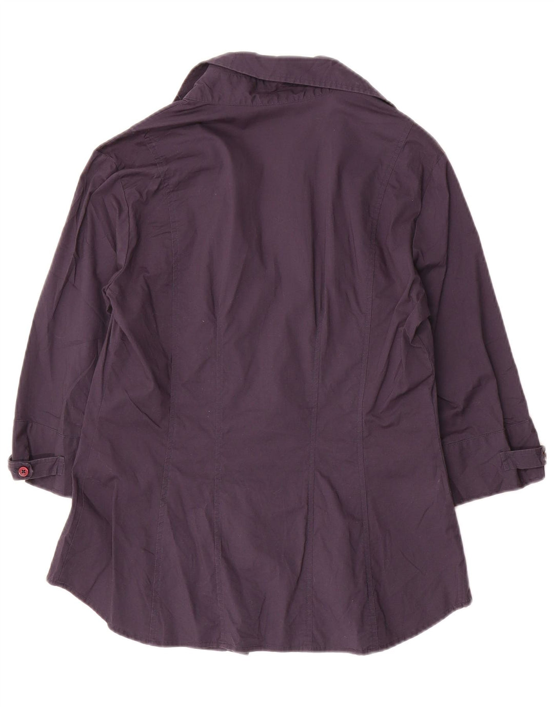 Benetton Damen-Hemd mit 3/4-Ärmeln, UK-Größe 12, mittelmarineblau, Baumwolle