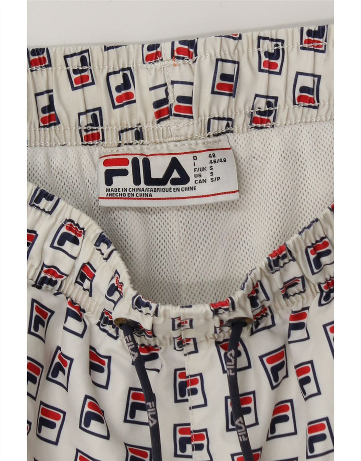 FILA Herren Badeshorts mit Grafik, Größe S, Weiß, Polyester