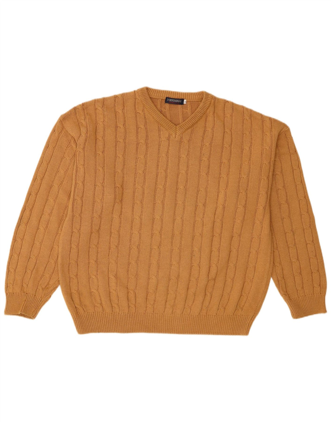 Herman Herren-Pullover mit V-Ausschnitt, XL, braune Baumwolle