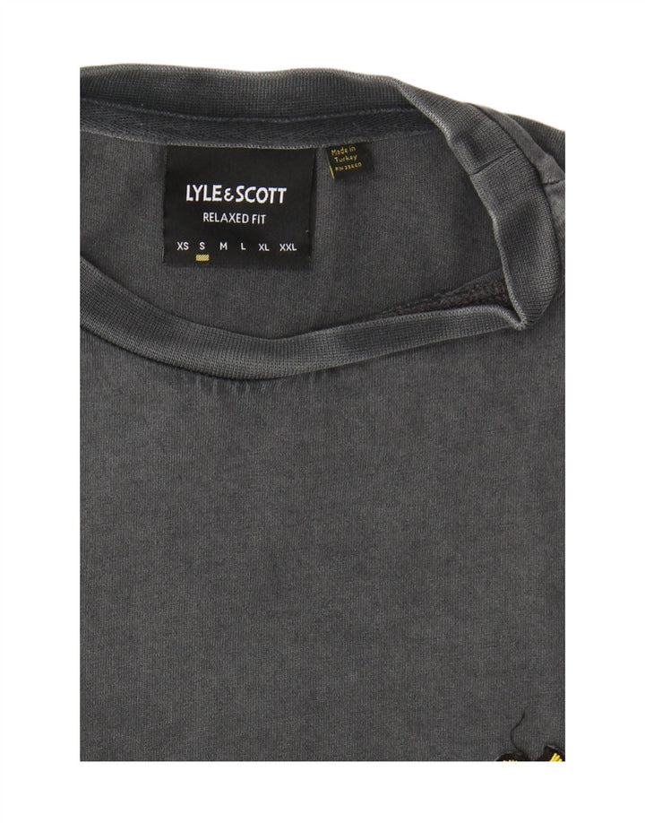 LYLE & SCOTT Mens Relaxed Fit T-Shirt Top Small Grey Vintage Lyle & Scott and Second-Hand Lyle & Scott from Messina Hembry 