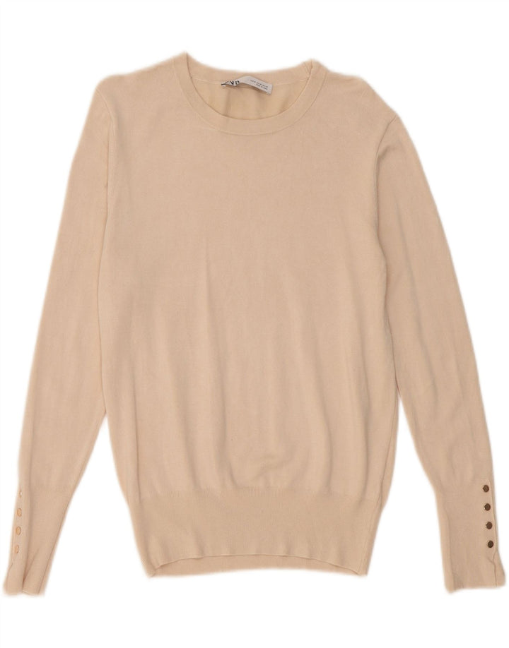 Zara Damen-Pullover mit U-Boot-Ausschnitt, Gr. 12, Mittelbeige