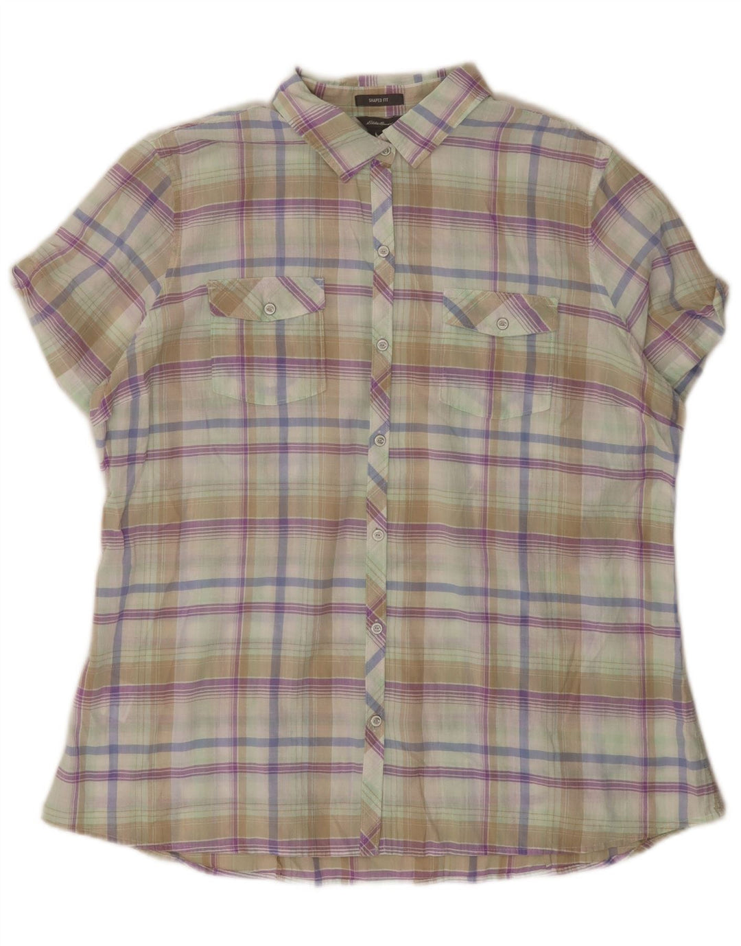 EDDIE BAUER Damen Shaped Fit Hemd UK 18 XL Mehrfarbig kariert