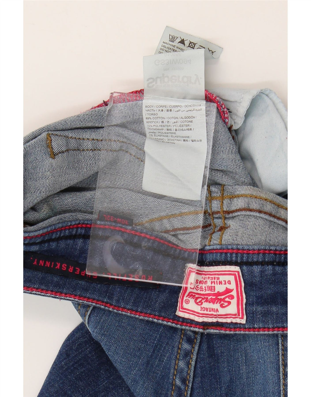 SUPERDRY Damen Rosefill Super Skinny Jeans W30 L35 Blaue Baumwolle