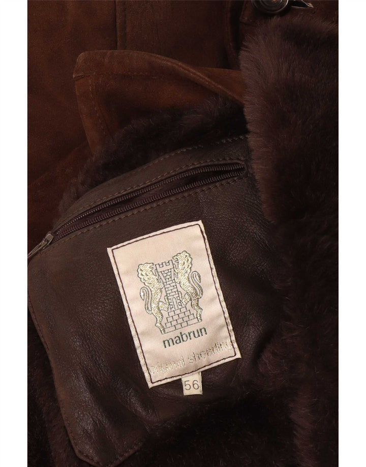 Mabrun Herren Shearling Jacke IT 56 3XL Braun