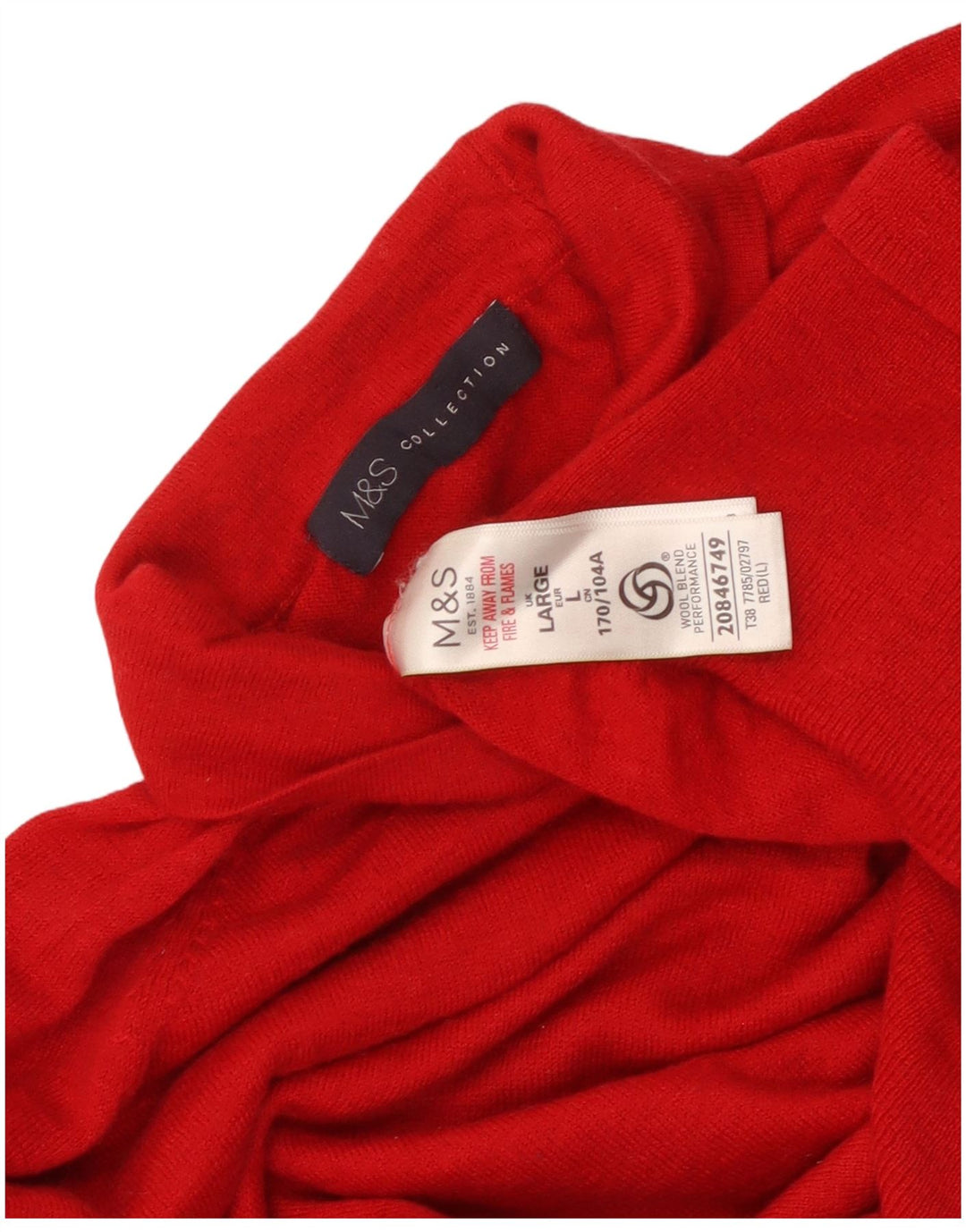 Marks & Spencer Rollkragenpullover für Damen, Gr. 16, Größe L, Rot, Merinowolle