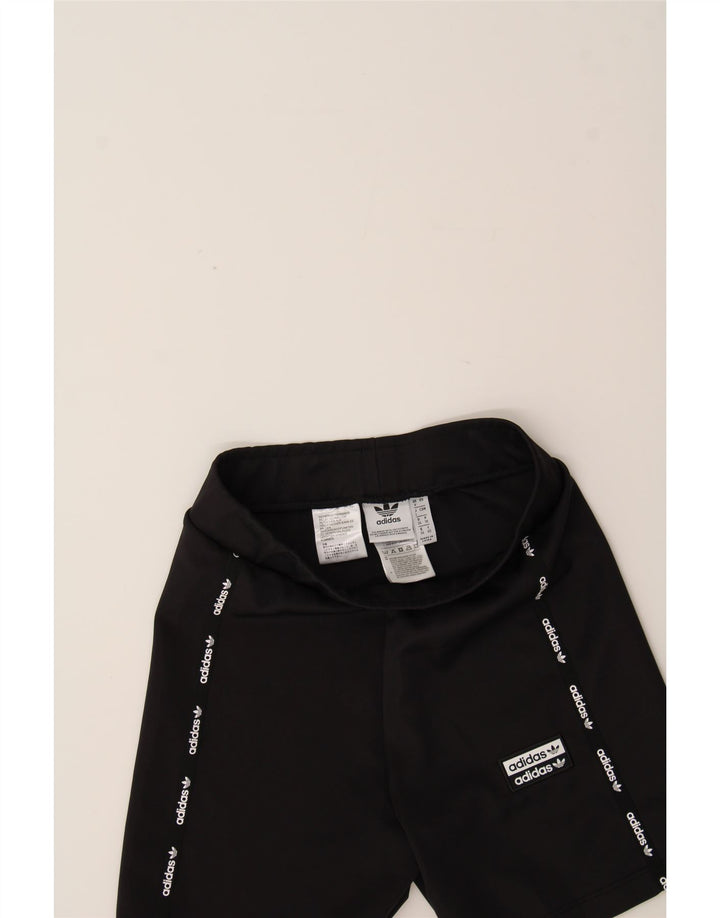 ADIDAS Womens Graphic Sport Shorts UK 8 Small Black Polyester Vintage Adidas and Second-Hand Adidas from Messina Hembry 