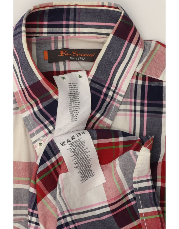 BEN SHERMAN Herren-Kurzarmhemd, groß, mehrfarbig, kariert, Baumwolle