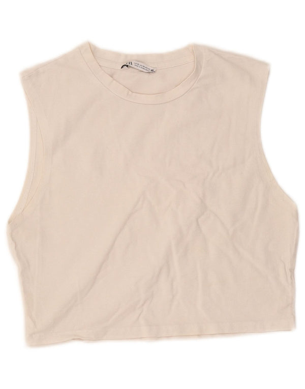 Zara Damen Crop Vest Top UK 18 XL Weiß