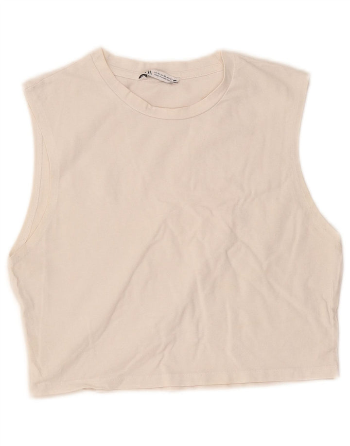 Zara Damen Crop Vest Top UK 18 XL Weiß
