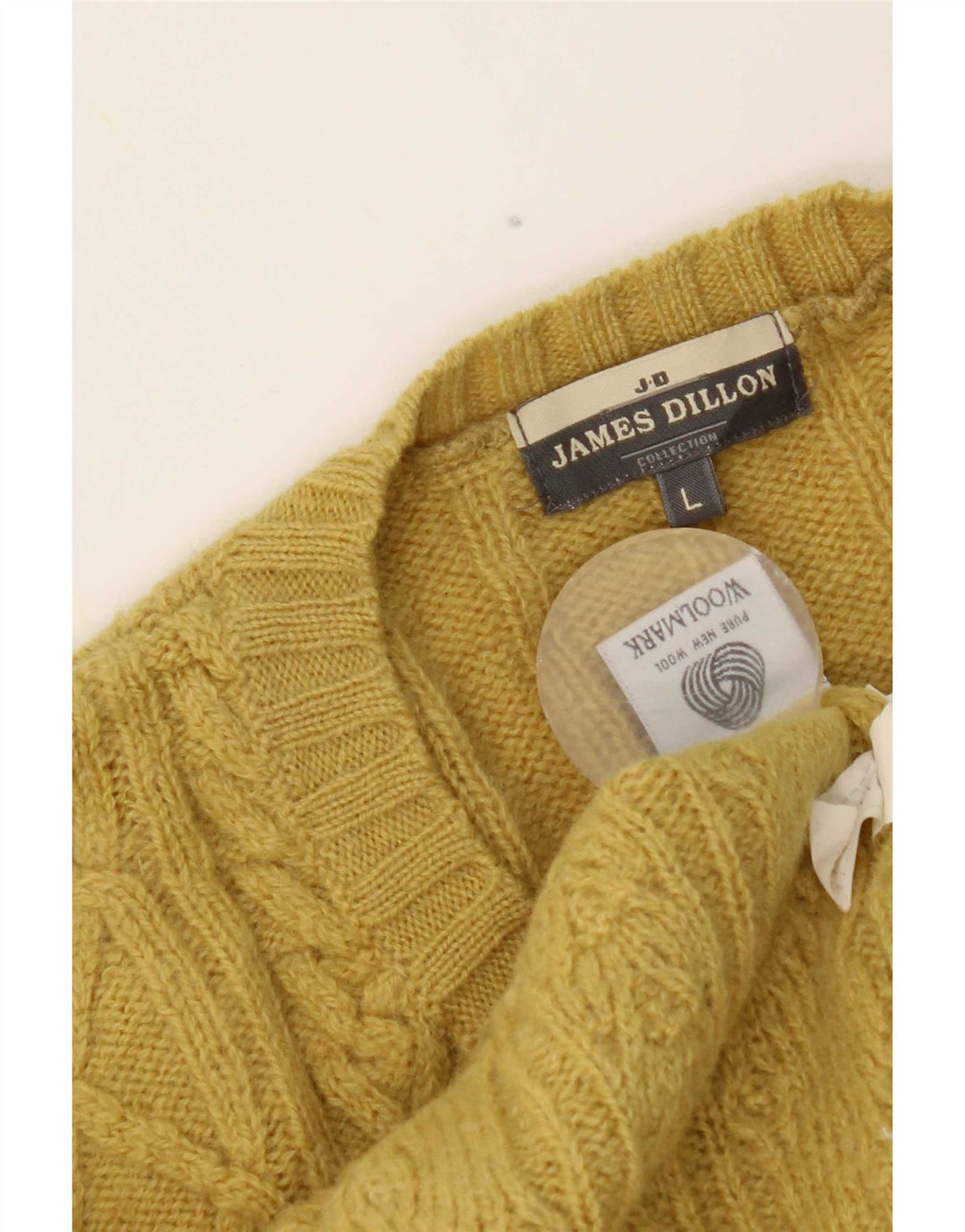 James Dillon Herren-Pullover mit V-Ausschnitt, groß, gelbe Schurwolle