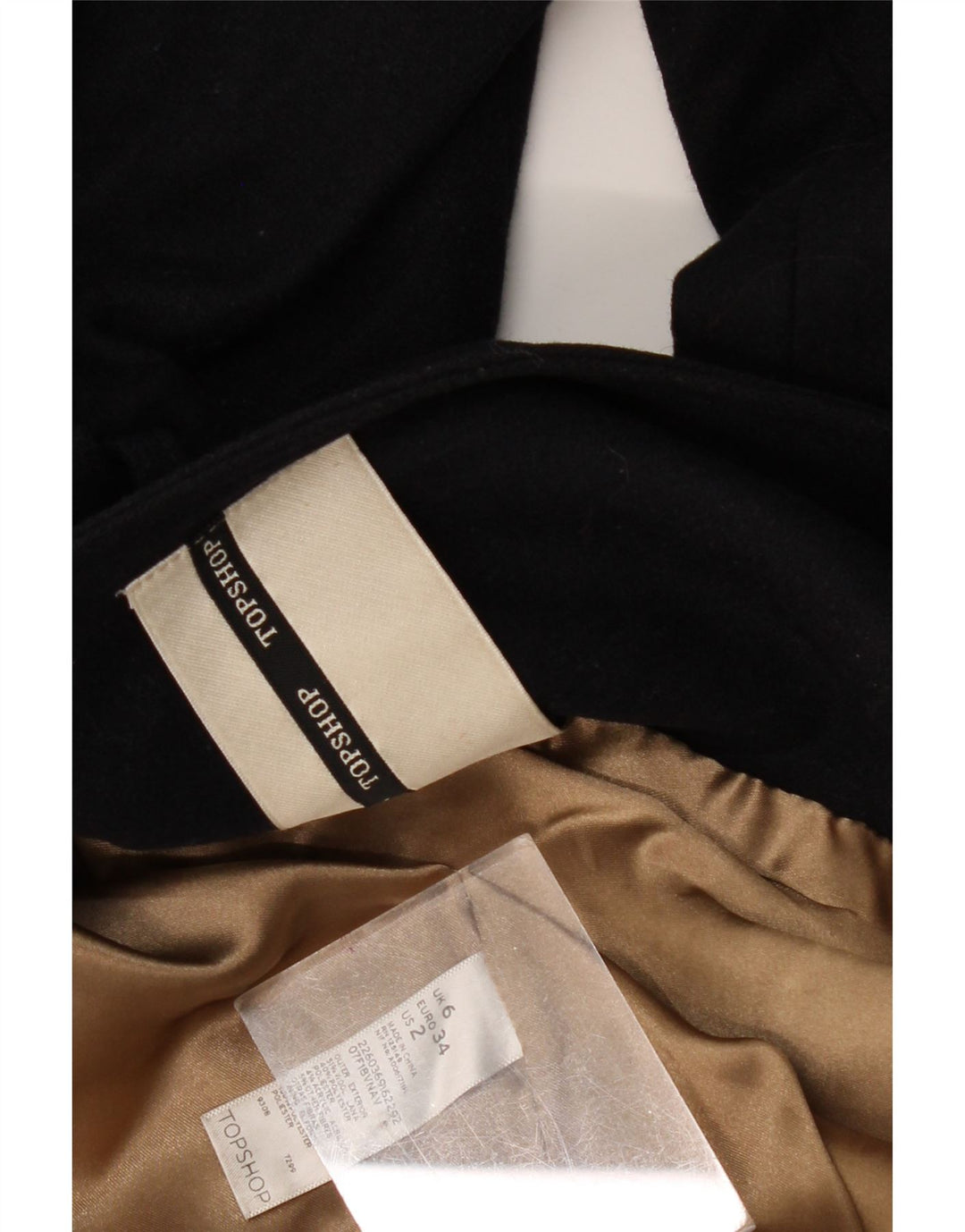 TOPSHOP Damen Pea Coat UK 6 XS Marineblaue Wolle