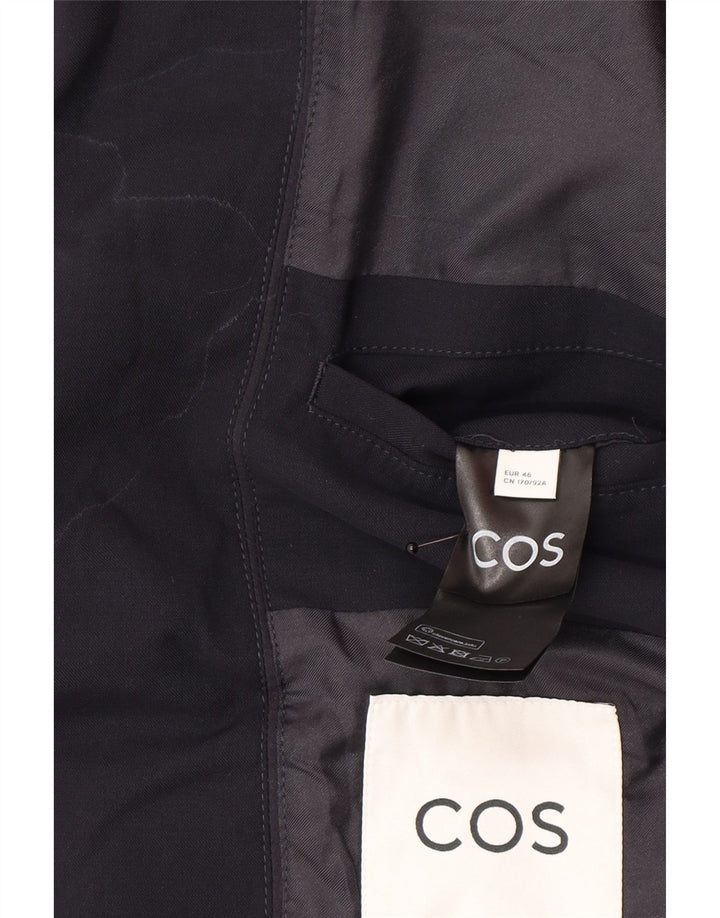 Cos Herren-Blazer mit 2 Knöpfen, EU 46, kleine marineblaue Wolle