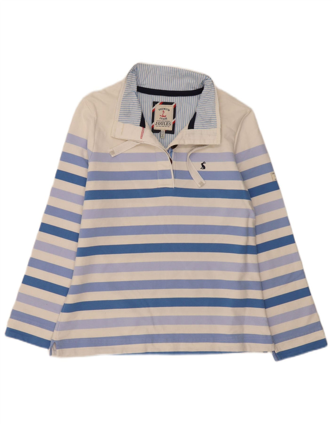 Joules Damen-Sweatshirt mit Knopfkragen, Gr. 14, Größe L, weiß gestreift