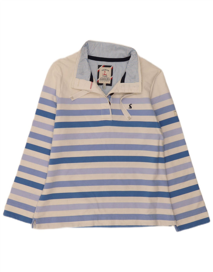 Joules Damen-Sweatshirt mit Knopfkragen, Gr. 14, Größe L, weiß gestreift