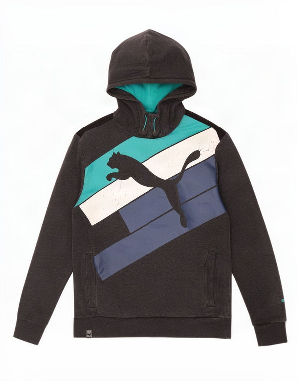 Puma Herren Graphic Hoodie Pullover Mittelgrau Farbblock