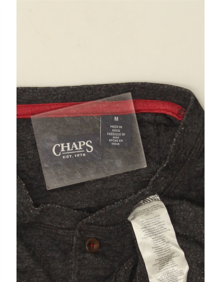Chaps Herren-Oberteil, langärmelig, mittelgrau gesprenkelte Baumwolle