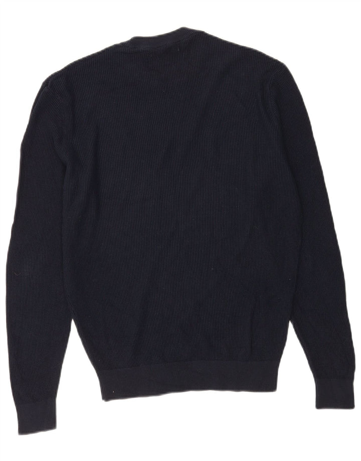 Zara Herren-Pullover mit Rundhalsausschnitt, Größe S, marineblaue Baumwolle