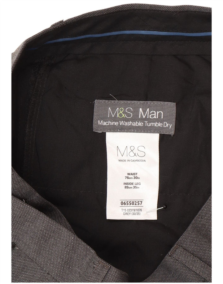 Gerade Herren-Anzughose von Marks & Spencer, W30, L35, grau, Polyester