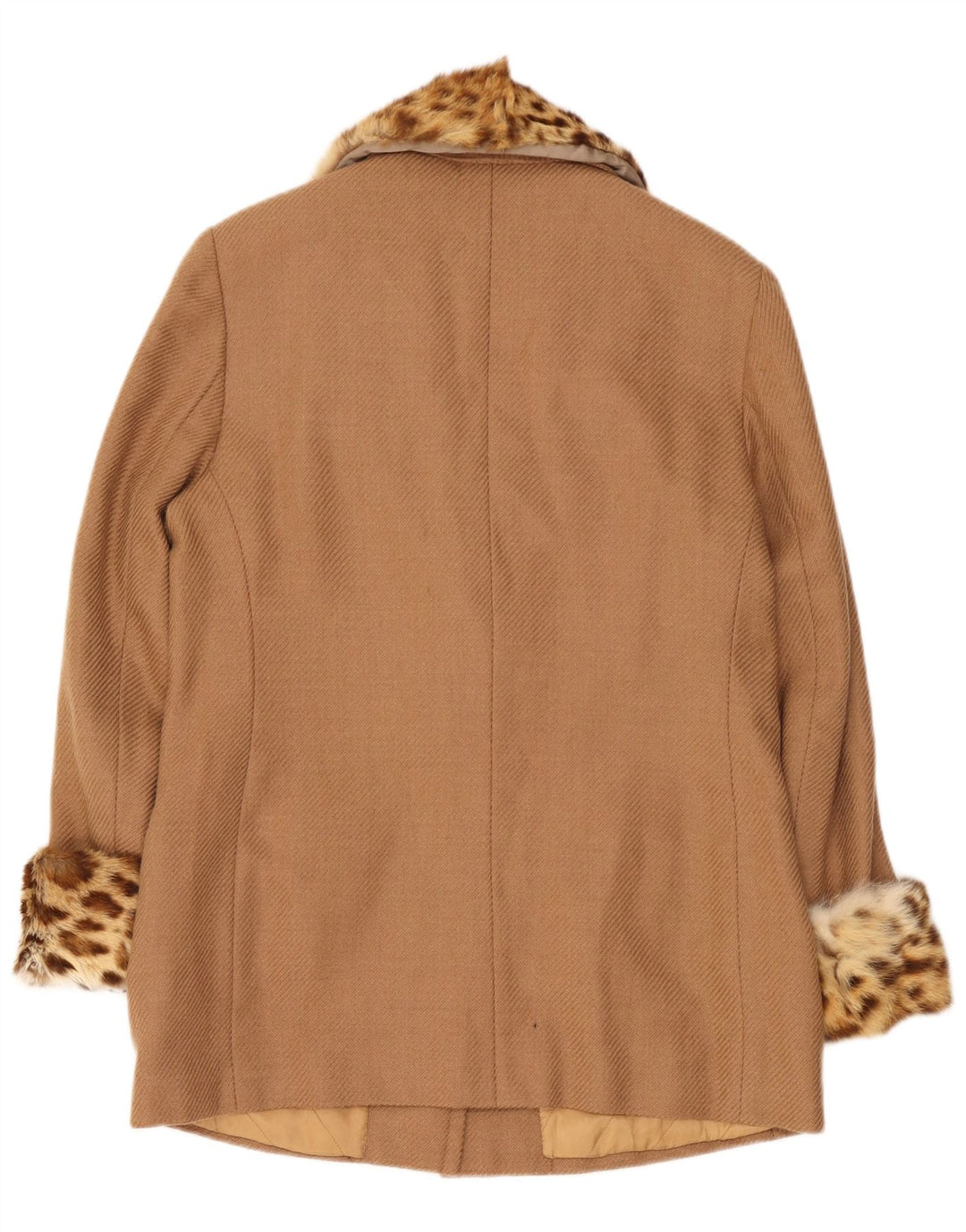 Vintage Damen Kurzmantel UK 14 Medium Beige Animal Print
