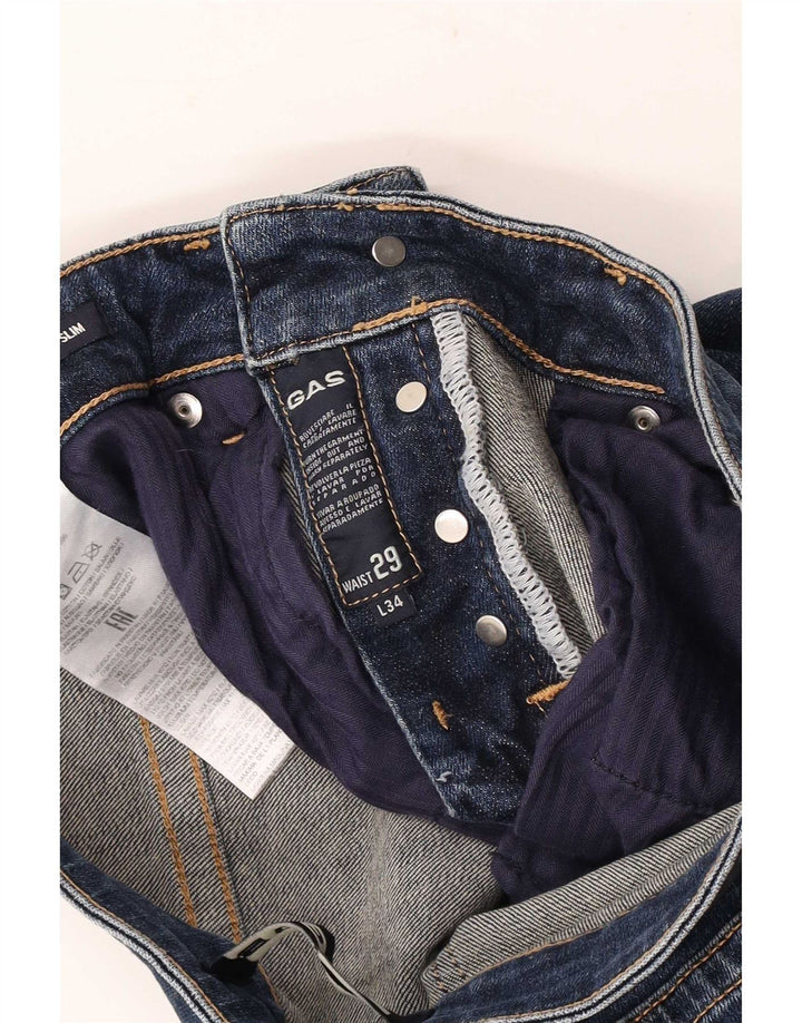 Gas Herren Distressed Slim Jeans W29 L34 Marineblau Baumwolle