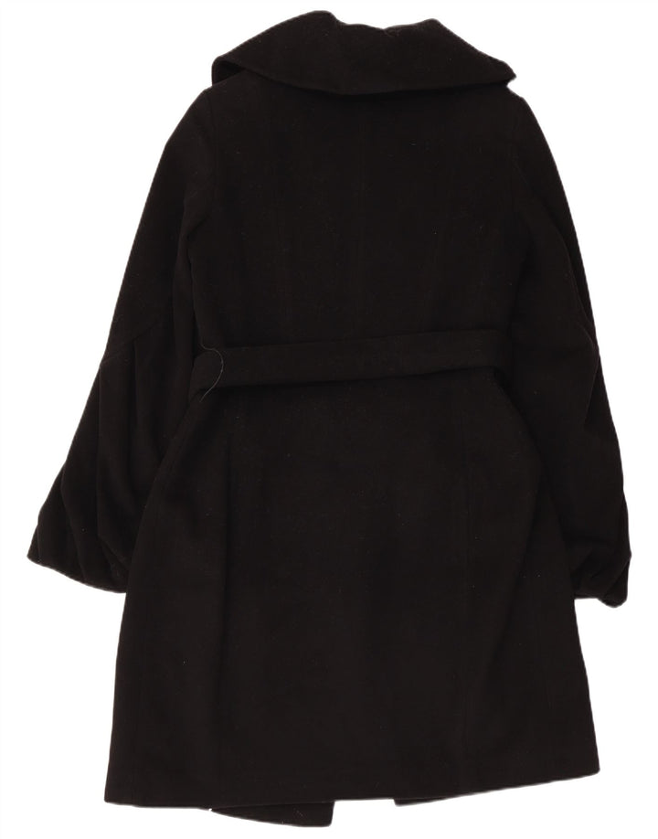 COAST Damen Zweireihiger Mantel UK 10 Small Schwarze Wolle