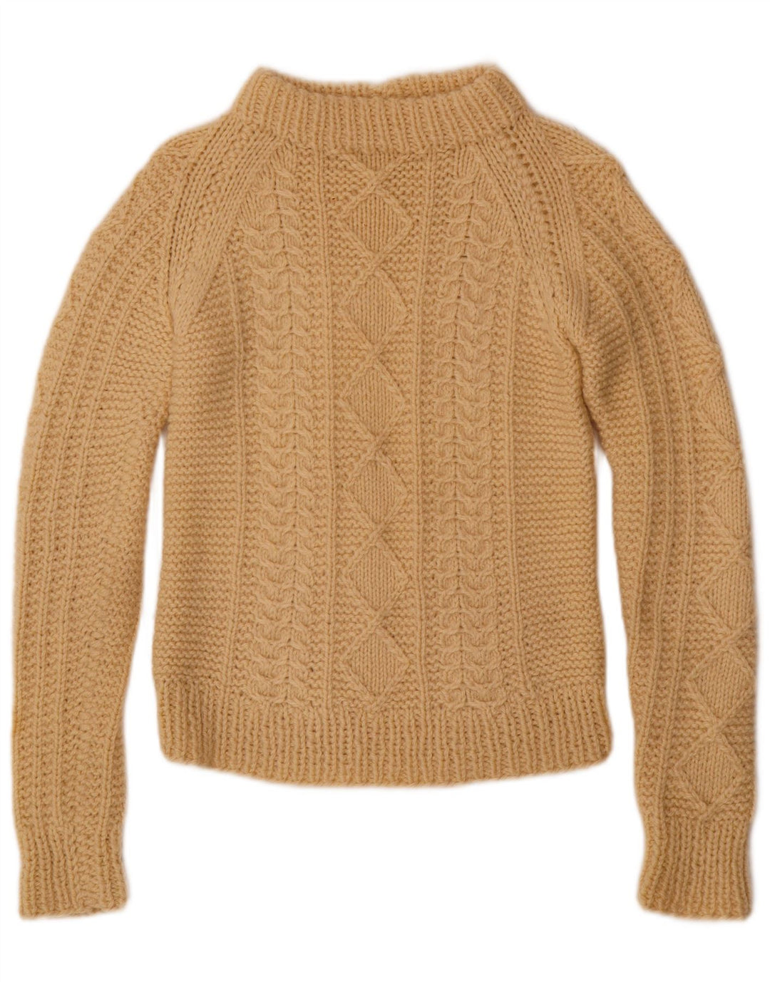 VINTAGE Damen Rollkragenpullover Pullover UK 8 Small Beige
