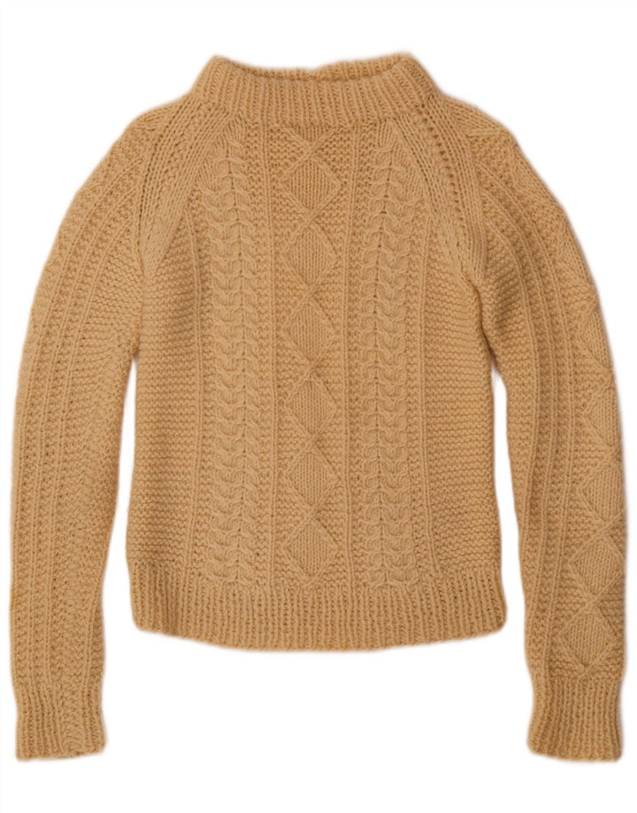 VINTAGE Damen Rollkragenpullover Pullover UK 8 Small Beige