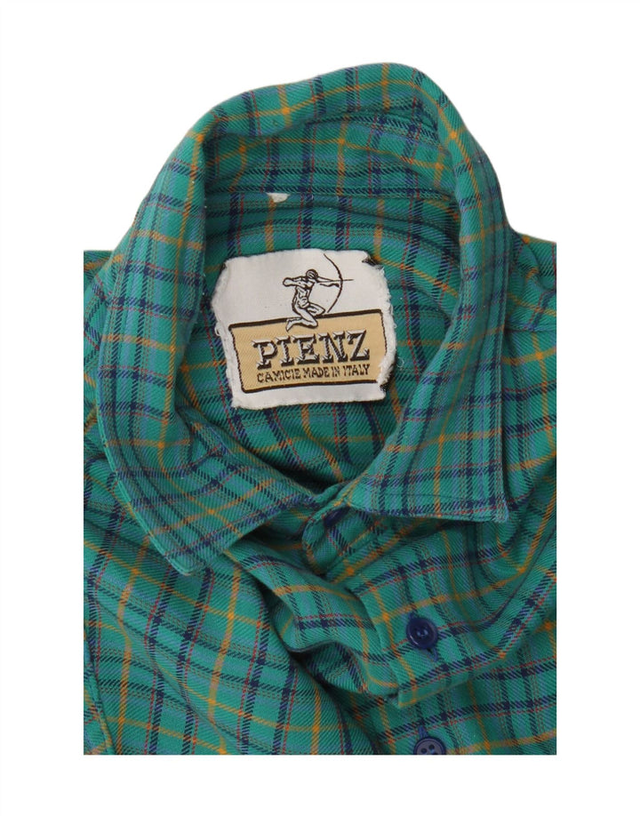 Vintage Herren Flanellhemd Mittel Türkis Kariert