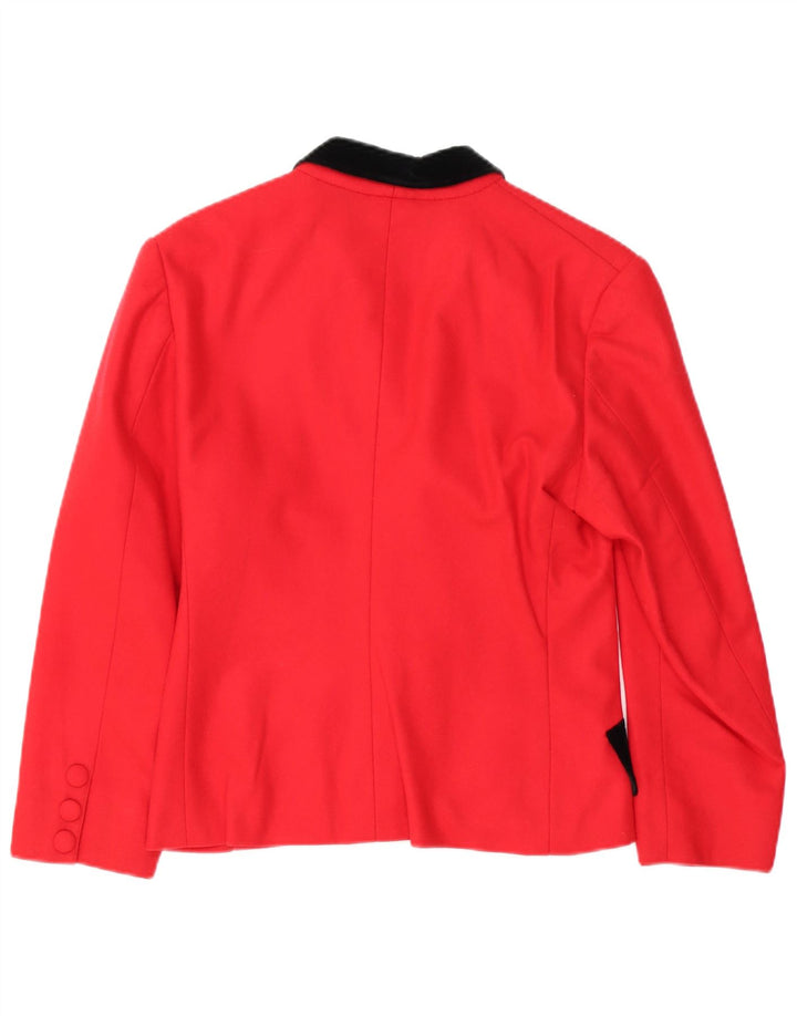 Vintage Damen 2-Knopf-Blazerjacke UK 12 Mittelroter Farbblock