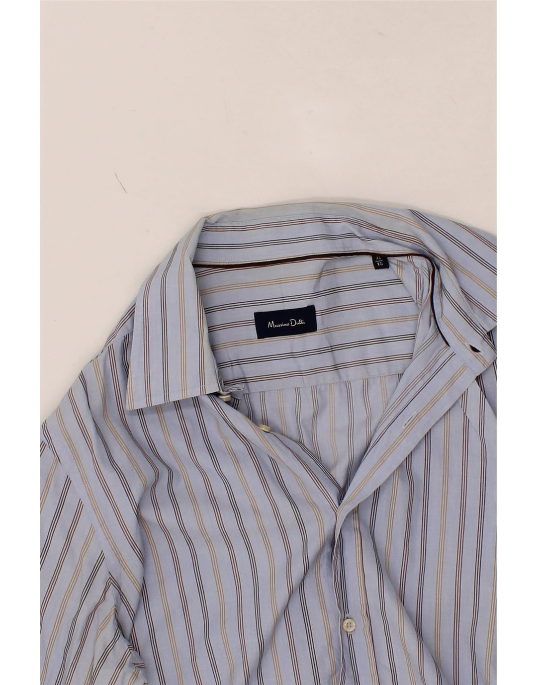 MASSIMO DUTTI Mens Shirt XL Blue Striped Cotton Vintage Massimo Dutti and Second-Hand Massimo Dutti from Messina Hembry 