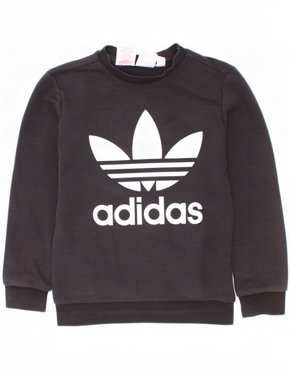 Adidas Jungen Grafik-Sweatshirt-Pullover 7–8 Jahre, schwarze Baumwolle