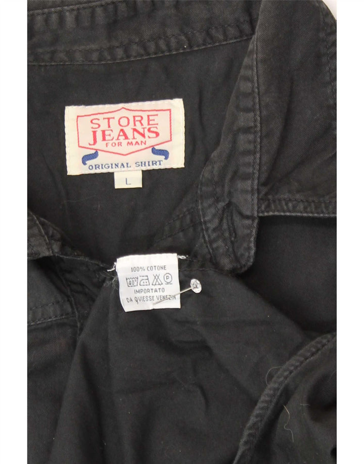 Vintage Herrenhemd Große schwarze Baumwolle