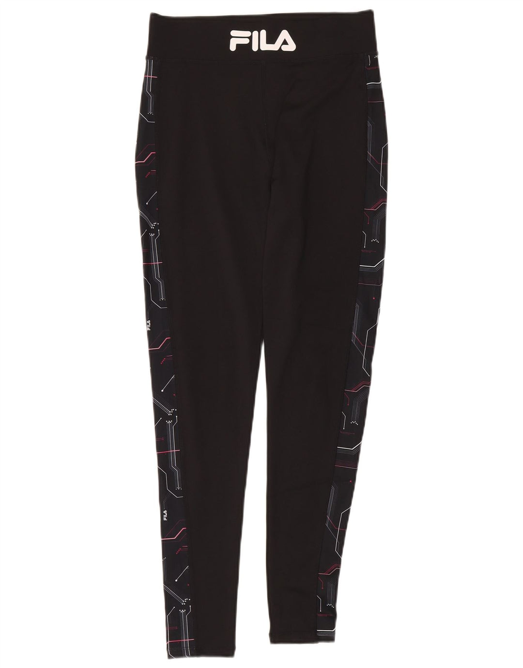 Fila Womens Graphic Leggings UK 12 Mittelschwarzes geometrisches Polyester
