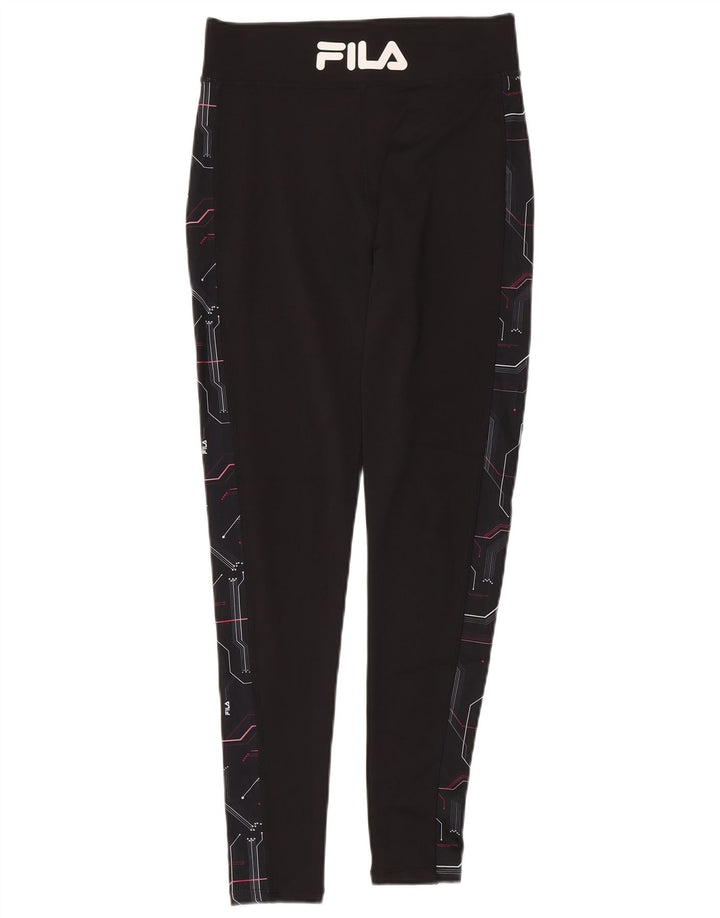 Fila Womens Graphic Leggings UK 12 Mittelschwarzes geometrisches Polyester