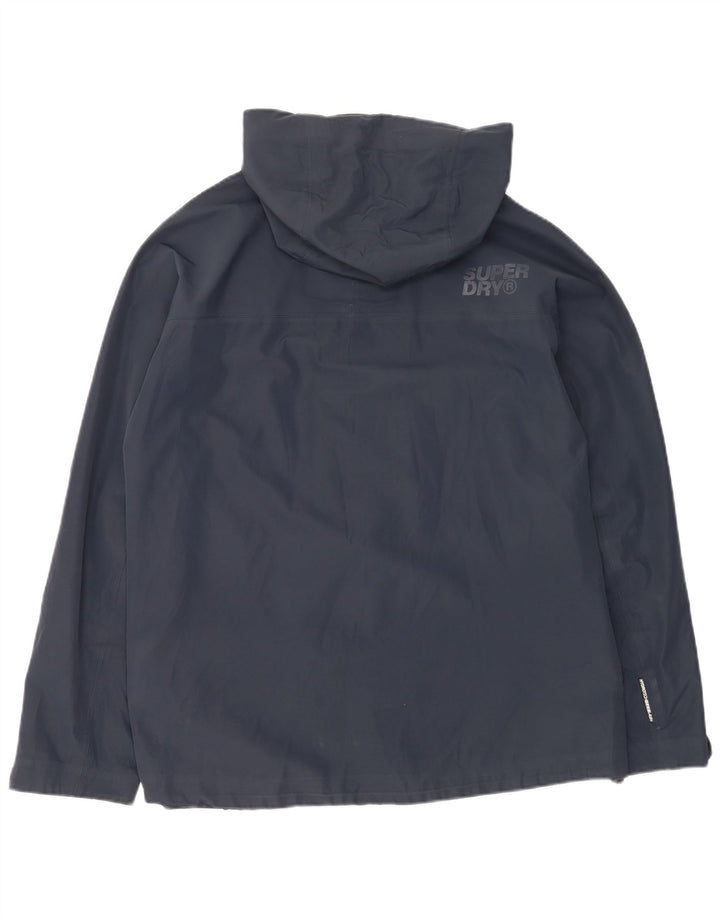 Superdry Herren-Regenjacke mit Kapuze, UK 40, Größe L, Marineblau, Polyester