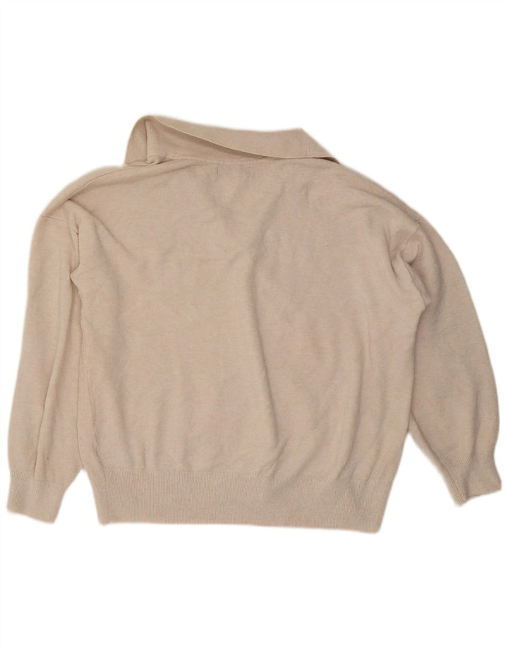 Marks & Spencer Damen-Pullover, übergroß, Polokragen, Gr. 40, Größe L, Beige