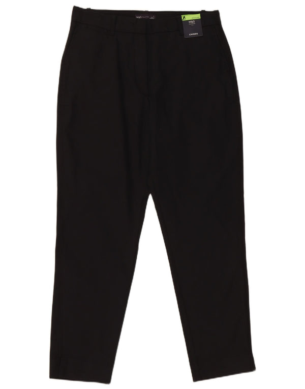 Marks & Spencer Damen-Chinohose mit hoher Taille, UK 12, M, W30, L27, Schwarz