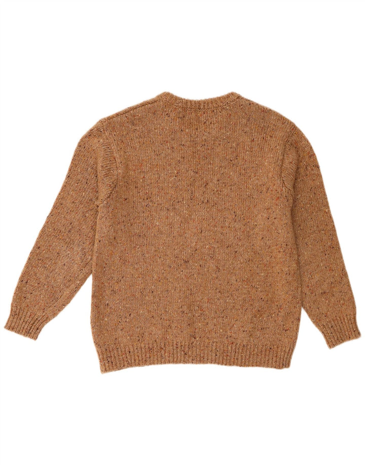 Zara Damen-Pullover mit Rundhalsausschnitt, UK 14, mittelbraun geflecktes Polyester