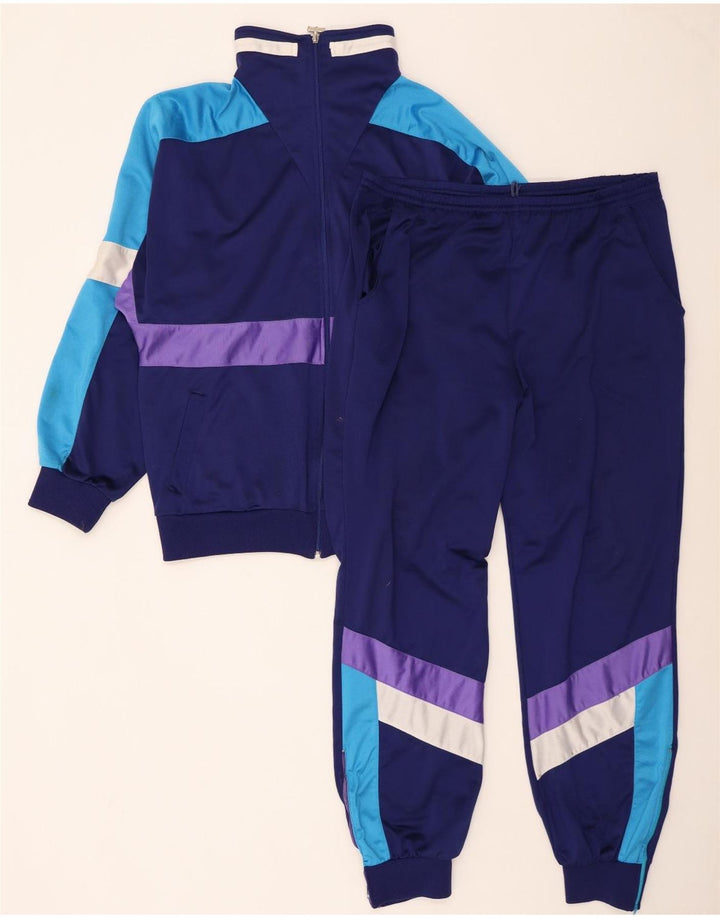 Kompletter Herren-Trainingsanzug mit Leopardenmuster, UK 46/48, XL, Marineblau, Farbblock-Polyester