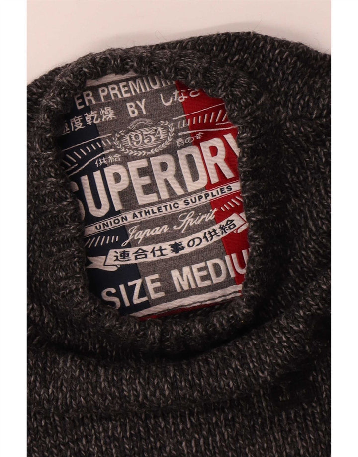 Superdry Herren-Pullover mit grafischem Rundhalsausschnitt, Mittelgrau geflecktes Acryl