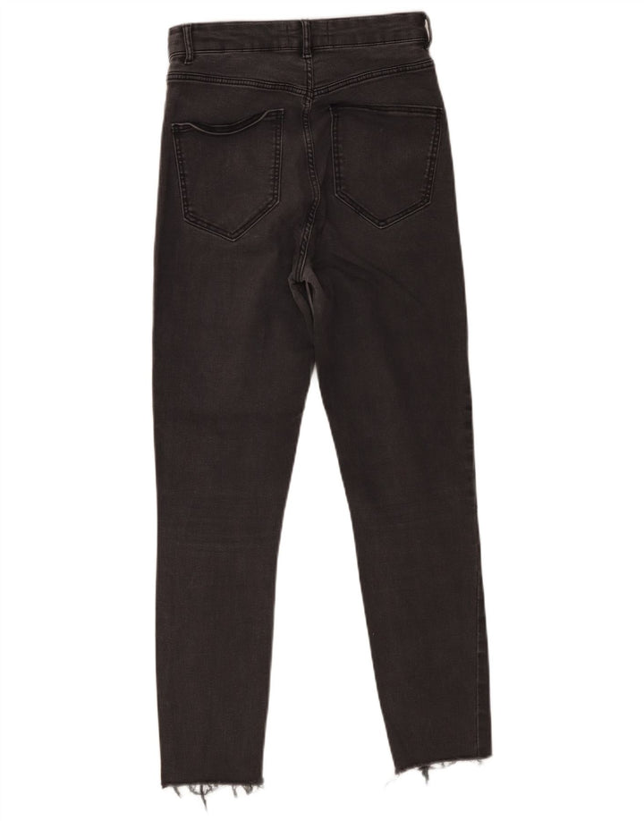 Zara Damen Distressed-Cropped-Jeans EU 38 Small W28 L25 Grau