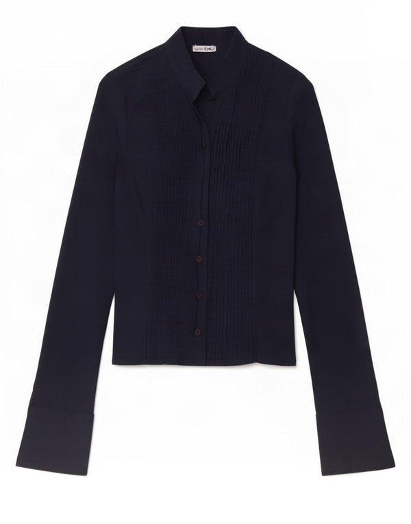 Byblos Damen Hemdbluse IT 40 Small Marineblau Baumwolle