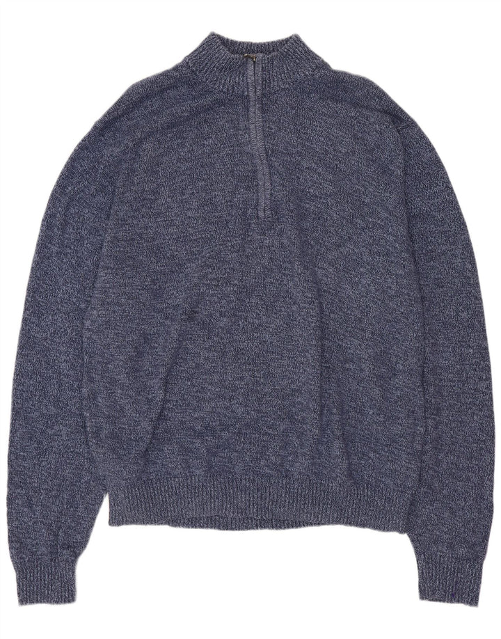 IZOD Herren-Pullover mit Reißverschluss am Hals, 2XL, marineblau gesprenkelte Baumwolle