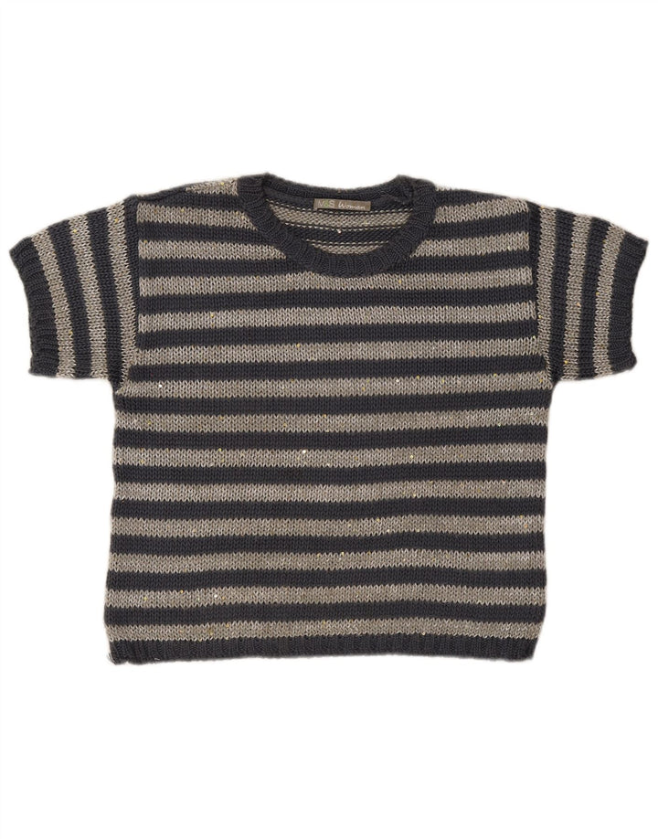 Marks & Spencer Damen-Pullover mit U-Boot-Ausschnitt, Gr. 12, mittelgrau gestreift