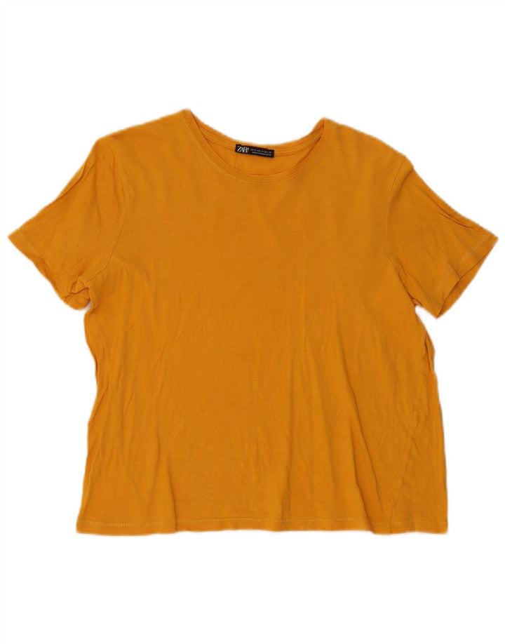 Zara Damen T-Shirt Top UK 14 Mittelgelb